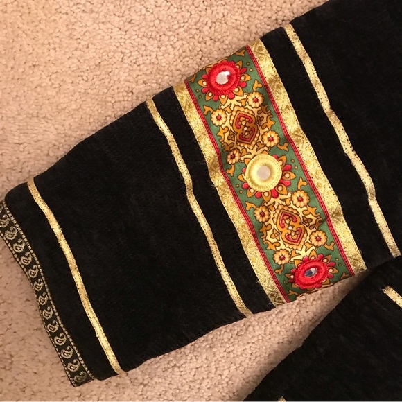 Allure Black Chenille Jacket Womens Size Large Metallic Gold Ribbon Trim - Picture 6 of 10